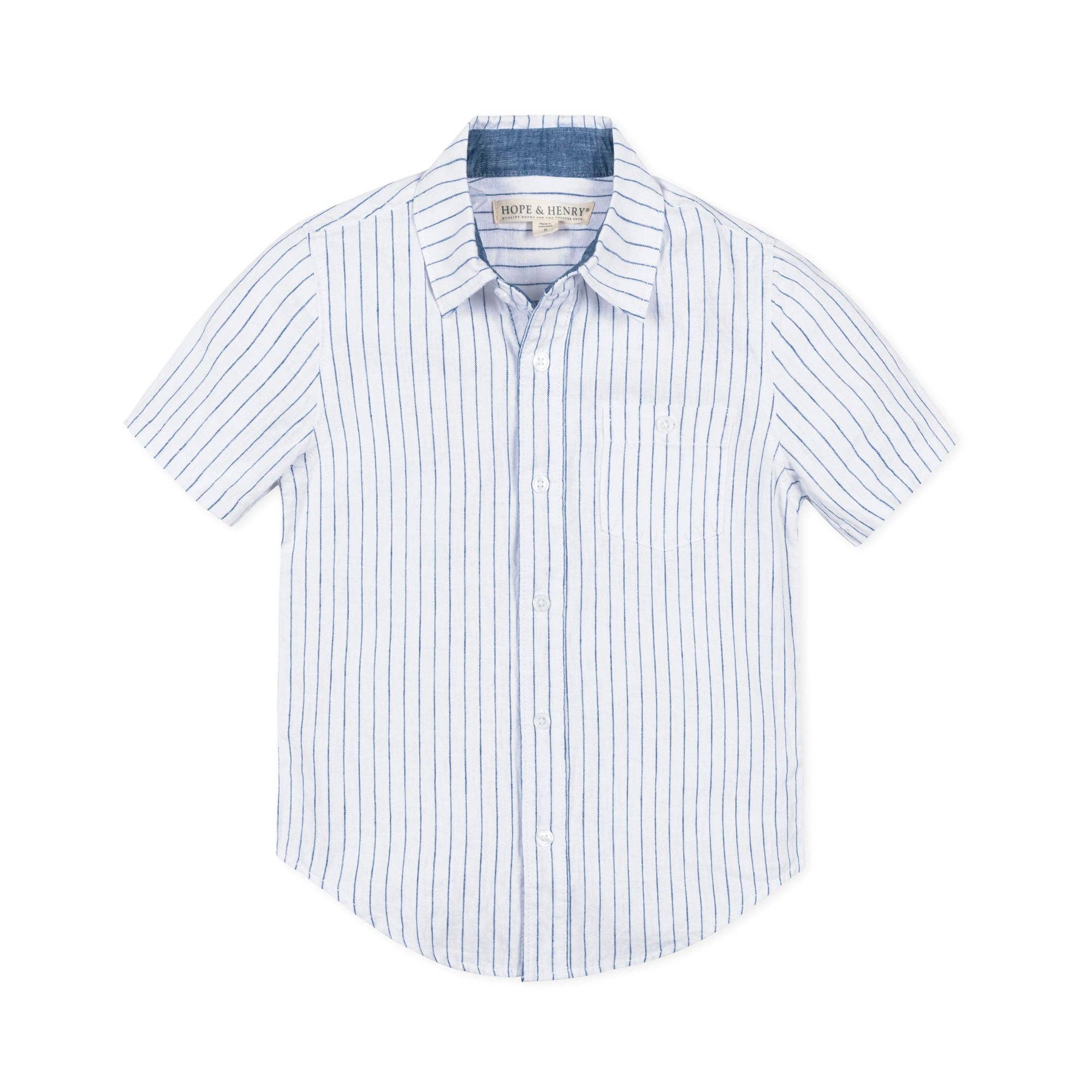 Image of Hope and Henry - Linen Short Sleeve Button Down Shirt
